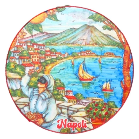 Tamburelli artigianale con stampa di pulcinella  13 cm | Tamburelli napoletani