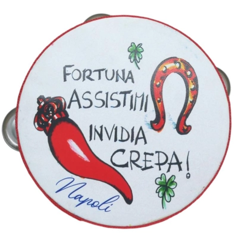 Tamburelli artigianale con frase scaramantica Napoli  11 o 15 cm | Tamburelli napoletani