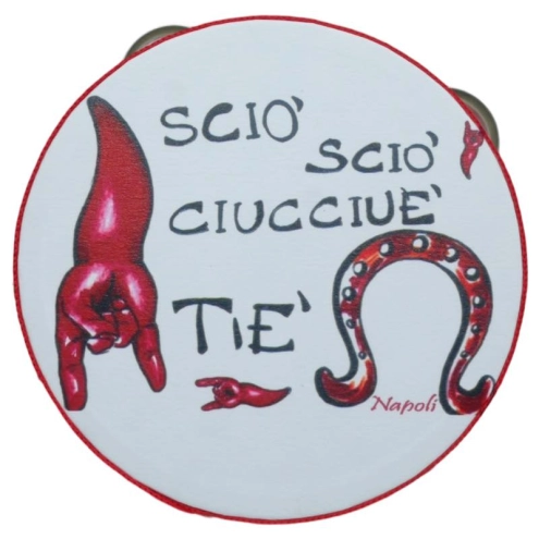 Tamburelli artigianale con frase scaramantica Napoli  11 o 15 cm | Tamburelli napoletani