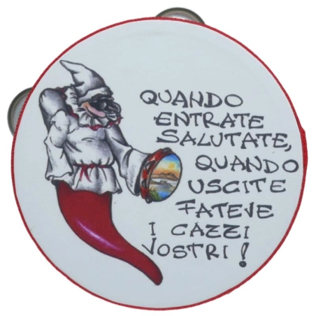 Tamburelli artigianale con frase fortunata Napoli  11 o 15 cm | Tamburelli napoletani