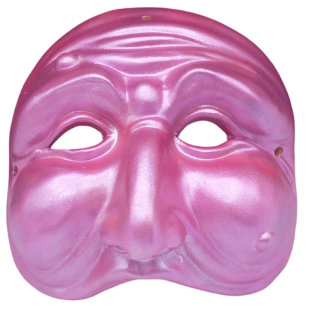 maschera di pulcinella fucsia in terracotta 13 cm, vero artigianato napoletano