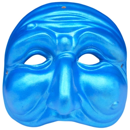maschera pulcinella blu in terracotta 13 cm, vero artigianato napoletano