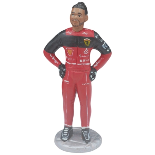 Statuetta Hamilton Ferrari in terracotta 17 cm