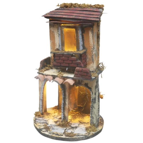 Casa per presepe napoletano completa di luce 30 cm