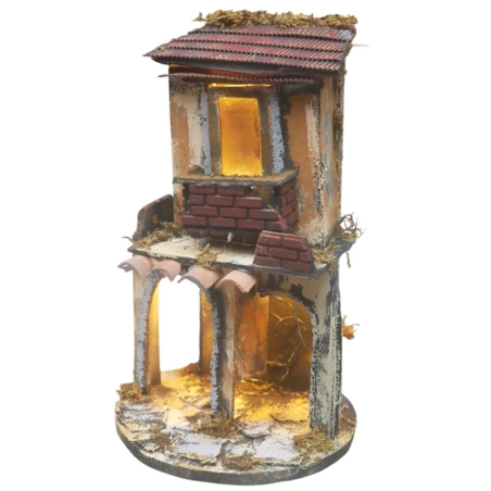 Casa per presepe napoletano completa di luce 30 cm