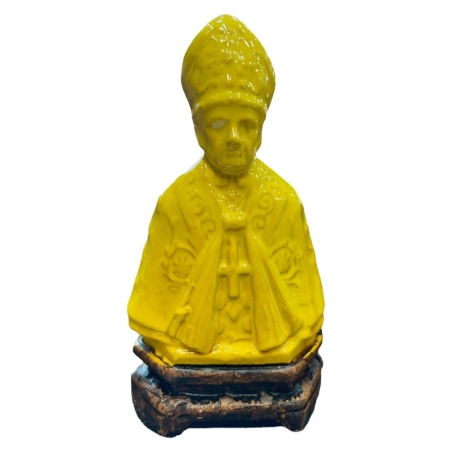 Busto San Gennaro giallo smaltato in terracotta 6 cm