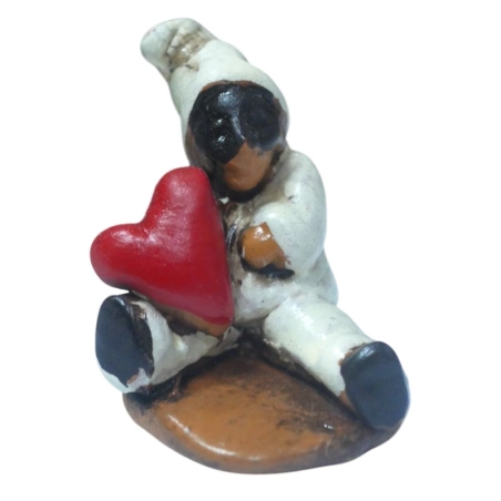 Pulcinella con cuore in miniatura 7 cm