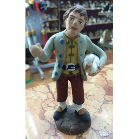 Uomo con oca pastore terracotta 10 cm | Pastore per presepe | Vendita online