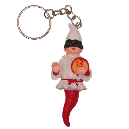 Portachiavi con Pulcinella | cornicello portafortuna | simboli portafortuna