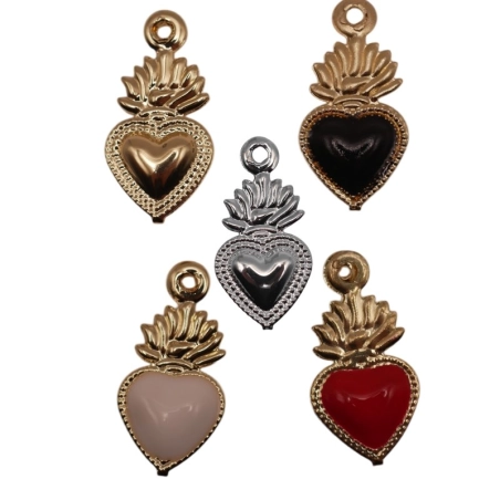 Gioiello Ciondolo Cuore sacro in metallo 1 cm