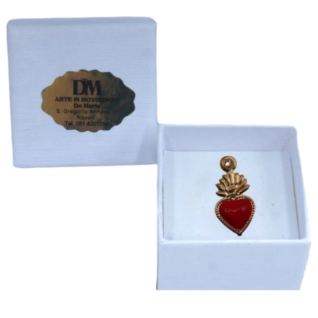 Ciondolo cuore sacro portafortuna 1 cm | Portafortuna da regalare | corno rosso