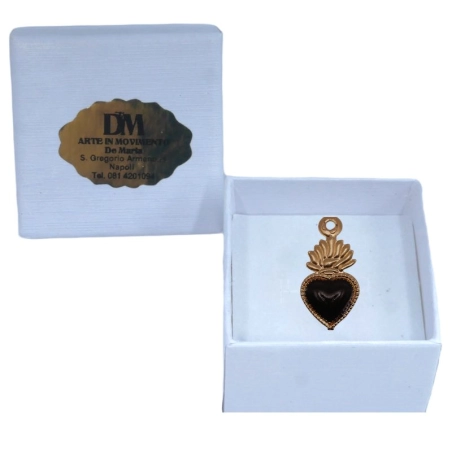Ciondolo cuore sacro portafortuna 1 cm | Portafortuna da regalare | corno rosso