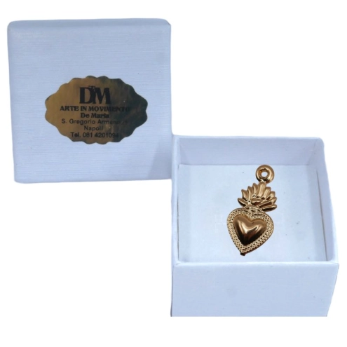 Ciondolo cuore sacro portafortuna 1 cm | Portafortuna da regalare | corno rosso