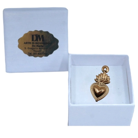 Ciondolo cuore sacro portafortuna 1 cm | Portafortuna da regalare | corno rosso