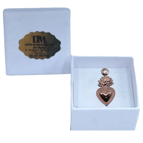 Ciondolo cuore sacro portafortuna 1 cm | Portafortuna da regalare | corno rosso