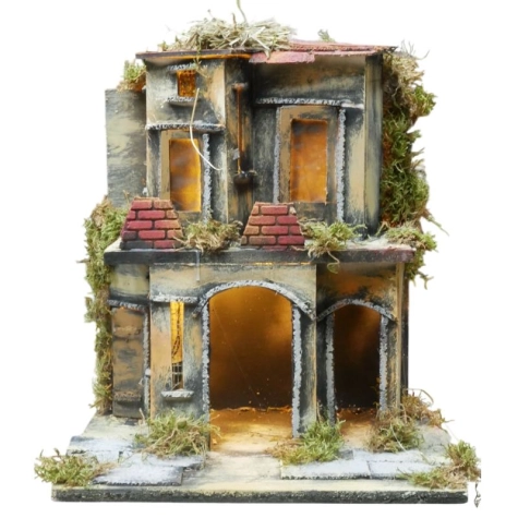 Presepe borgo completo di luci 40 cm
