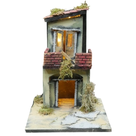 Casa napoletana con luci per presepe 35 cm