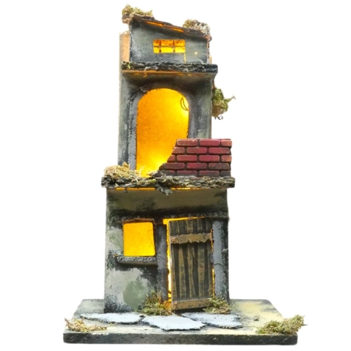 Casa con luci per presepe 35 cm