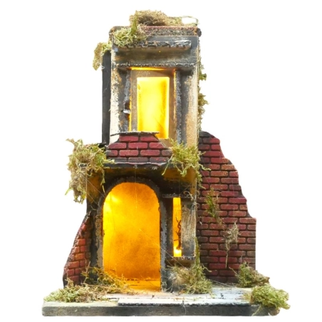 Casetta con luci per presepe 35 cm