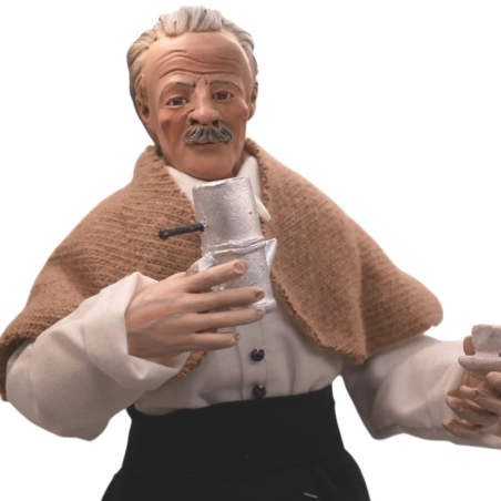 Eduardo De Filippo con  vestiti in stoffa 20 cm | statuette napoletane