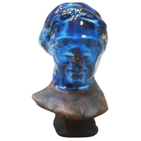 Dea Bendata busto blu in ceramica 16 cm