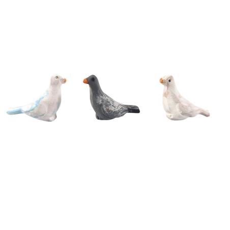 Set da 3 uccellini e piccione in terracotta per pastori da 7 a 12 cm