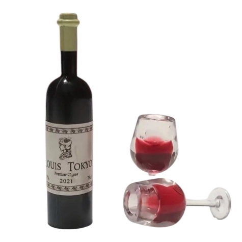 Set da 2 calici e bottiglia di vino per pastori da 10 a 12 cm