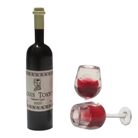 Set da 2 calici e bottiglia di vino per pastori da 10 a 12 cm
