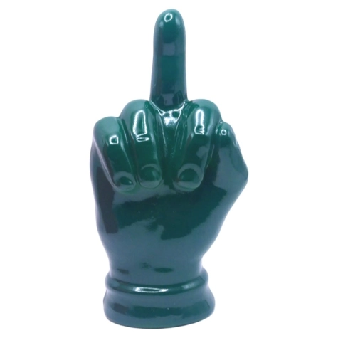 Mano dito medio verde petrolio in ceramica 12 cm
