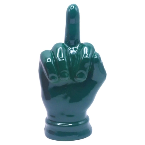 Mano dito medio verde petrolio in ceramica 12 cm