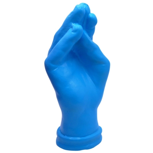 Mano azzurra " Ma che vuoi" in ceramica 12 cm