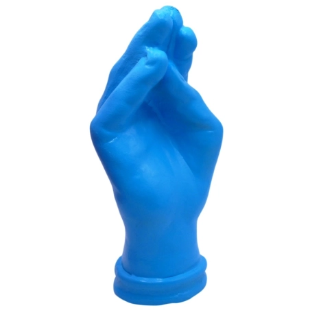 Mano azzurra " Ma che vuoi" in ceramica 12 cm