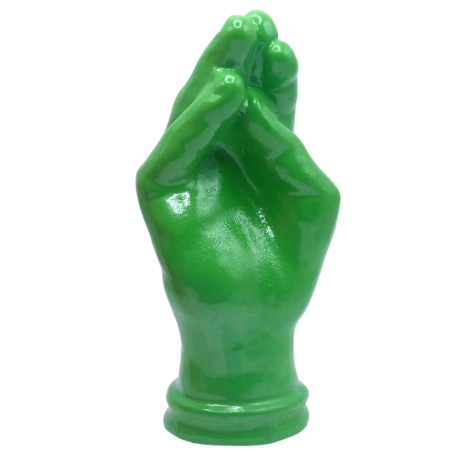 Mano verde acido " Ma che vuoi" in ceramica 12 cm
