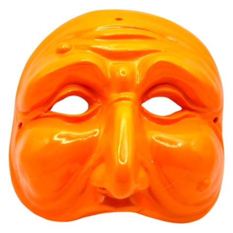 Maschera di Pulcinella arancione 15 cm