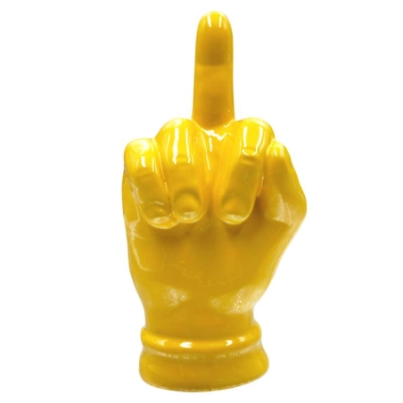 Mano dito medio giallo in ceramica 12 cm