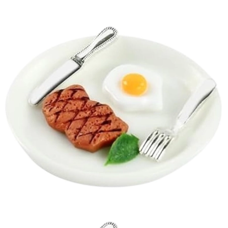 Uova e carne al piatto per pastori da 7 a 15 cm