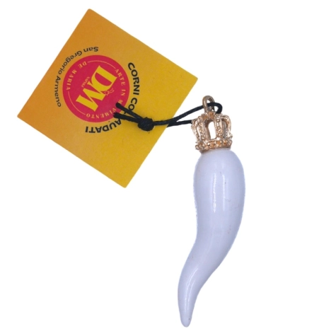 Corno reale bianco in ceramica 8 cm