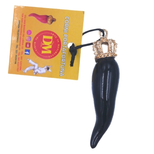 Corno reale nero in ceramica 8 cm
