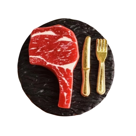 Carne al piatto con posate per pastori da 7 a 12 cm