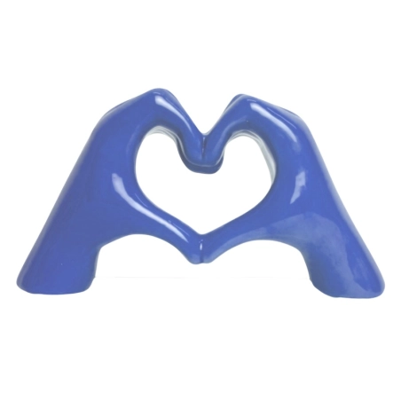 Mano Cuore viola in ceramica 14 cm