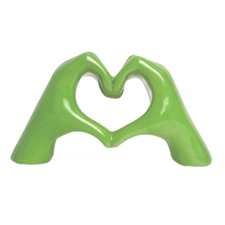 Mano Cuore verde acido in ceramica 14 cm