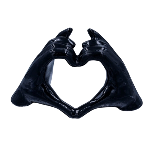 Mano Cuore nera in ceramica 14 cm