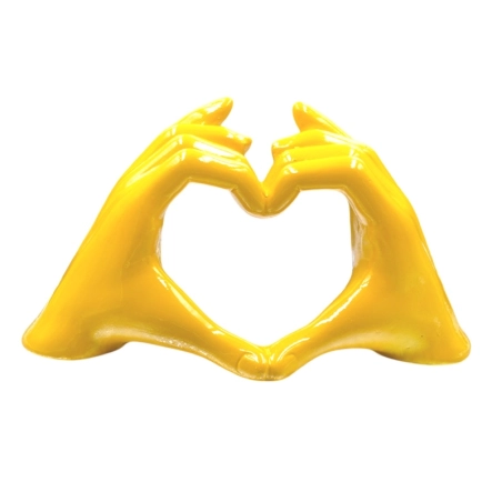 Mano Cuore gialla in ceramica 14 cm