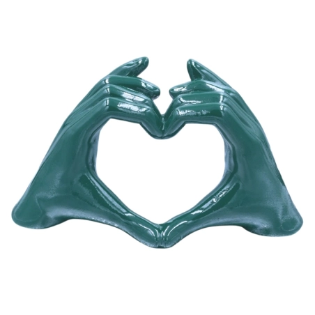 Mano Cuore verde petrolio in ceramica 21 cm