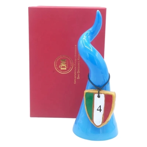 Corno ceramica del Napoli con scudetto da tavolo 30 cm | cornetti rossi