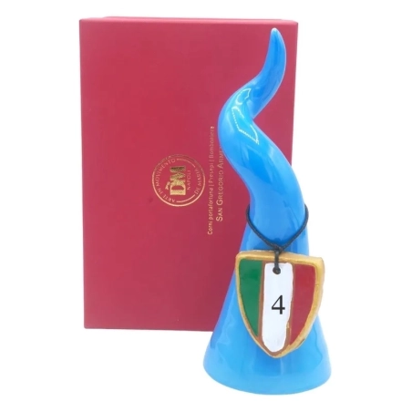 Corno ceramica del Napoli con scudetto da tavolo 30 cm | cornetti rossi