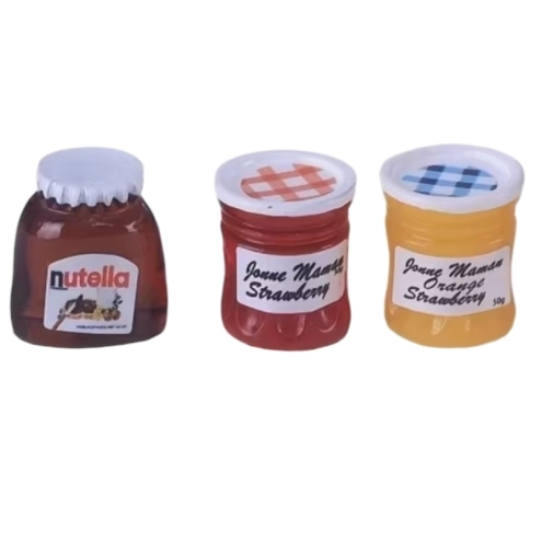 Set da 3 Barattoli marmellata e nutella per presepe