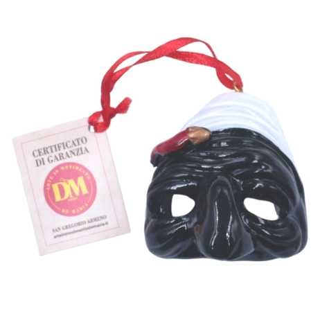 Maschera di Pulcinella nera in resina 6 cm