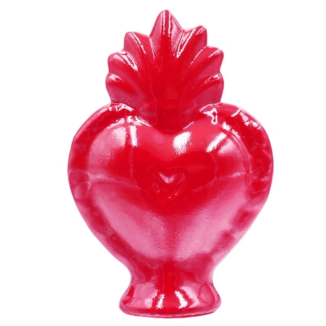 Cuore sacro rosso da tavolo in ceramica 9 cm