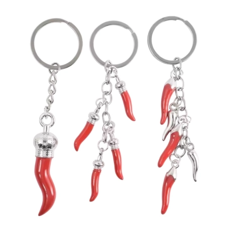 Set da 3 Portachiavi con corni portafortuna